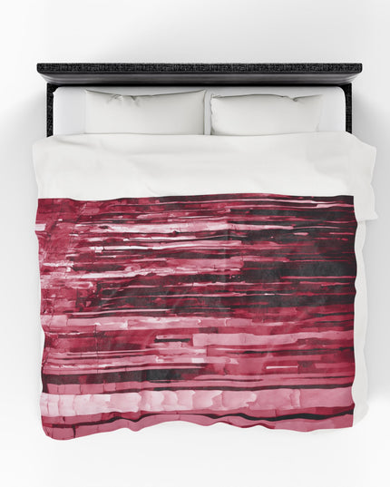 Striped Ruby Velveteen Plush Blanket, 60" x 80"