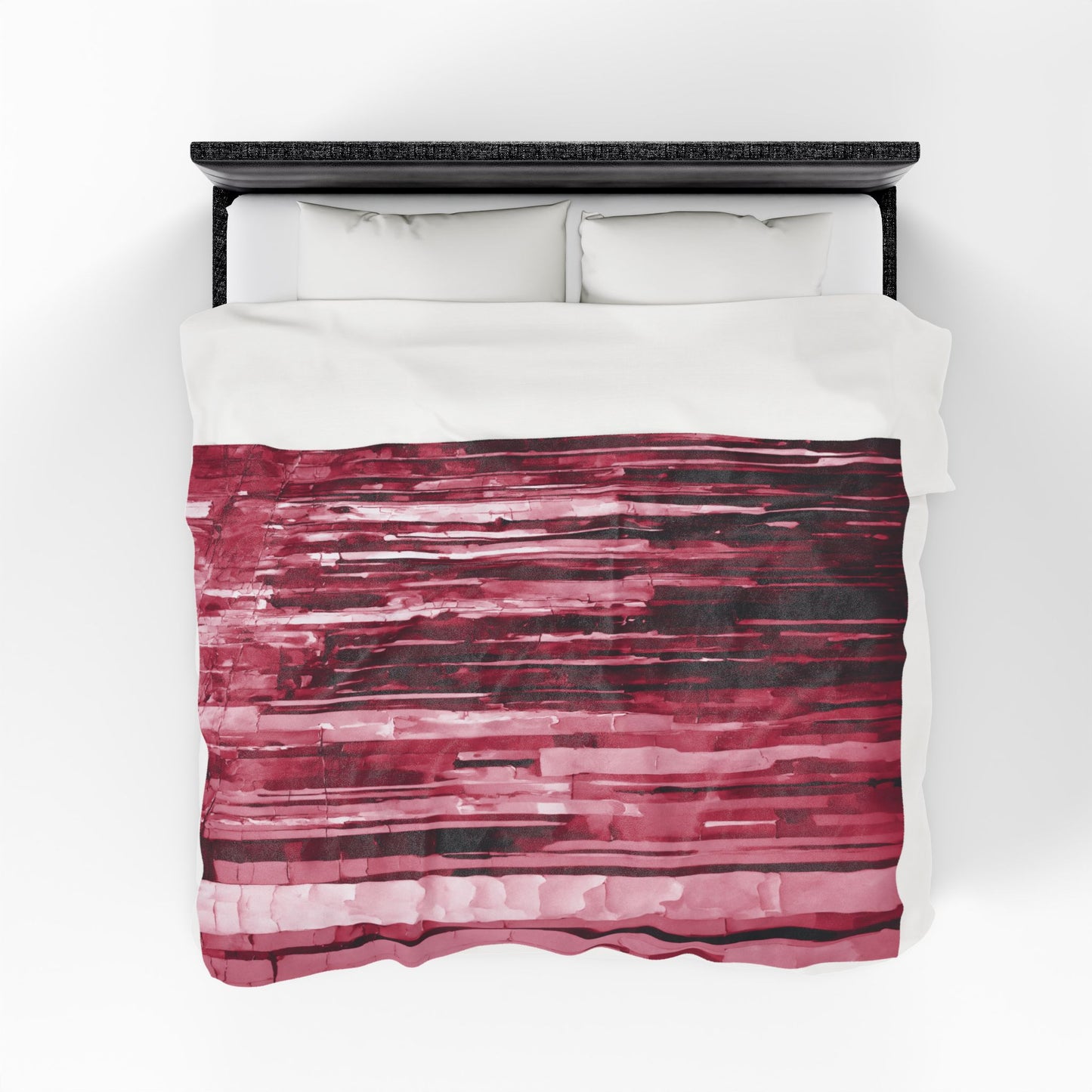Striped Ruby Velveteen Plush Blanket, 60" x 80"