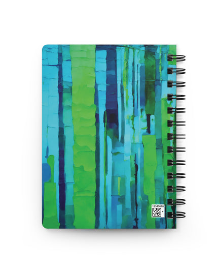 Striped Blue Green Spiral Bound Journal, 5" x 7" 150 pages