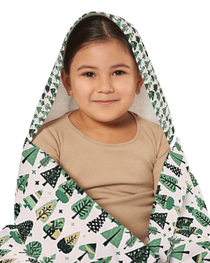 Mini Vintage Green Trees Youth Hooded Towel, 24" x 48"
