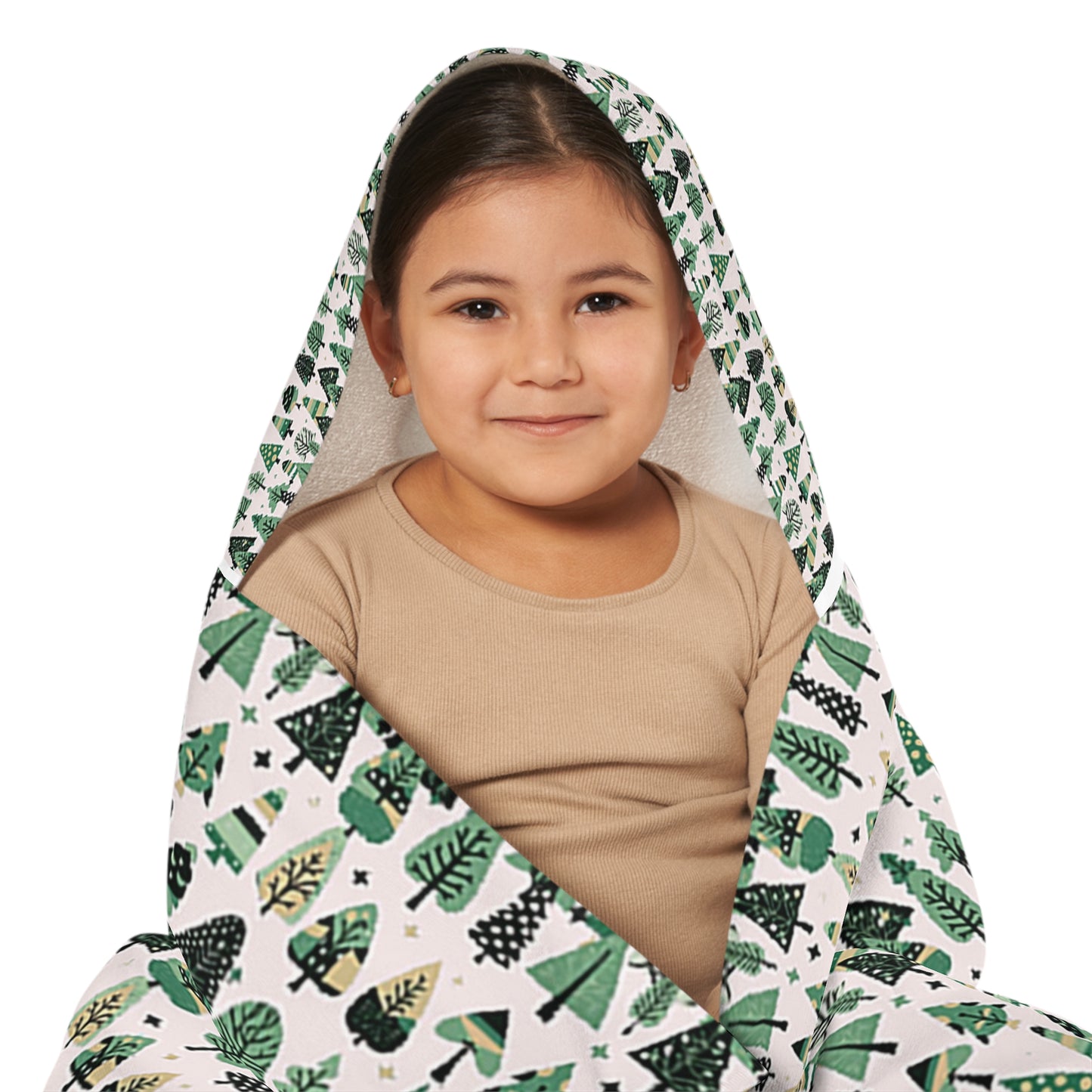 Mini Vintage Green Trees Youth Hooded Towel, 24" x 48"