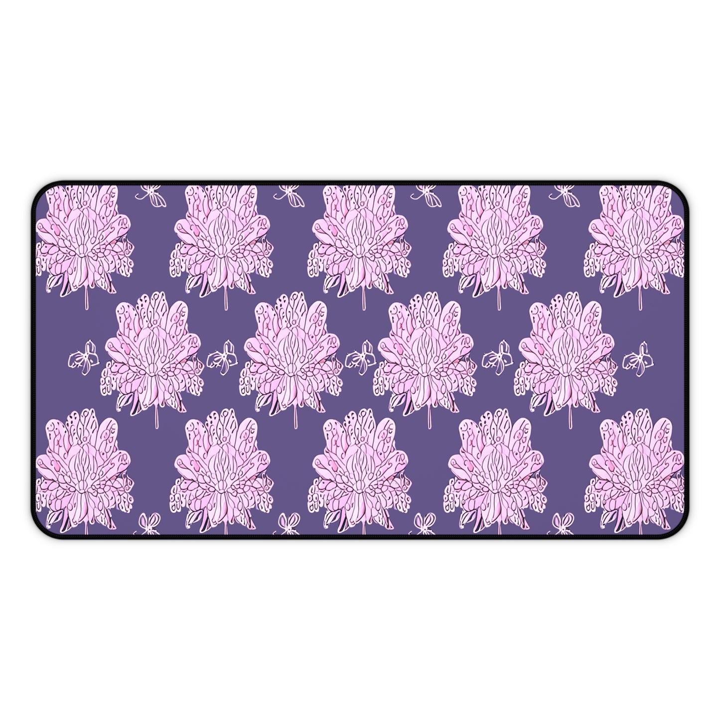 Magenta Floral Butterflies 12" x 22" Desk Mat