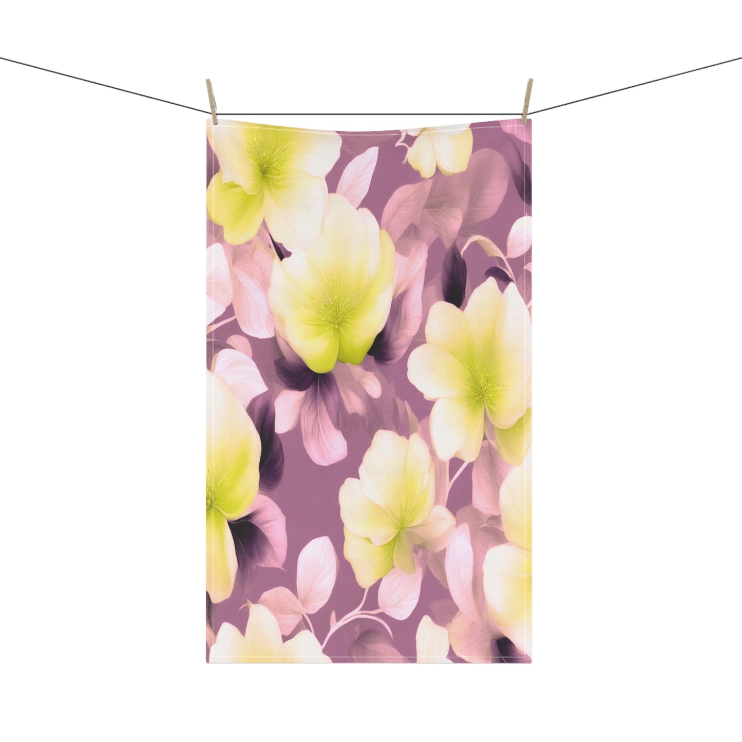 Lemon Blossom Floral Bunch Tea Towels (cotton, poly), 18" x "30