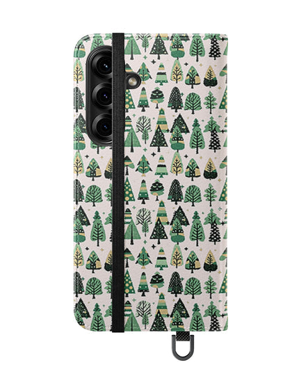 Mini Vintage Green Trees Flip Cases, Samsung Galaxy S25