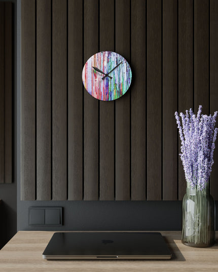 Striped Pastels Acrylic Round Wall Clock, 8" x 8"