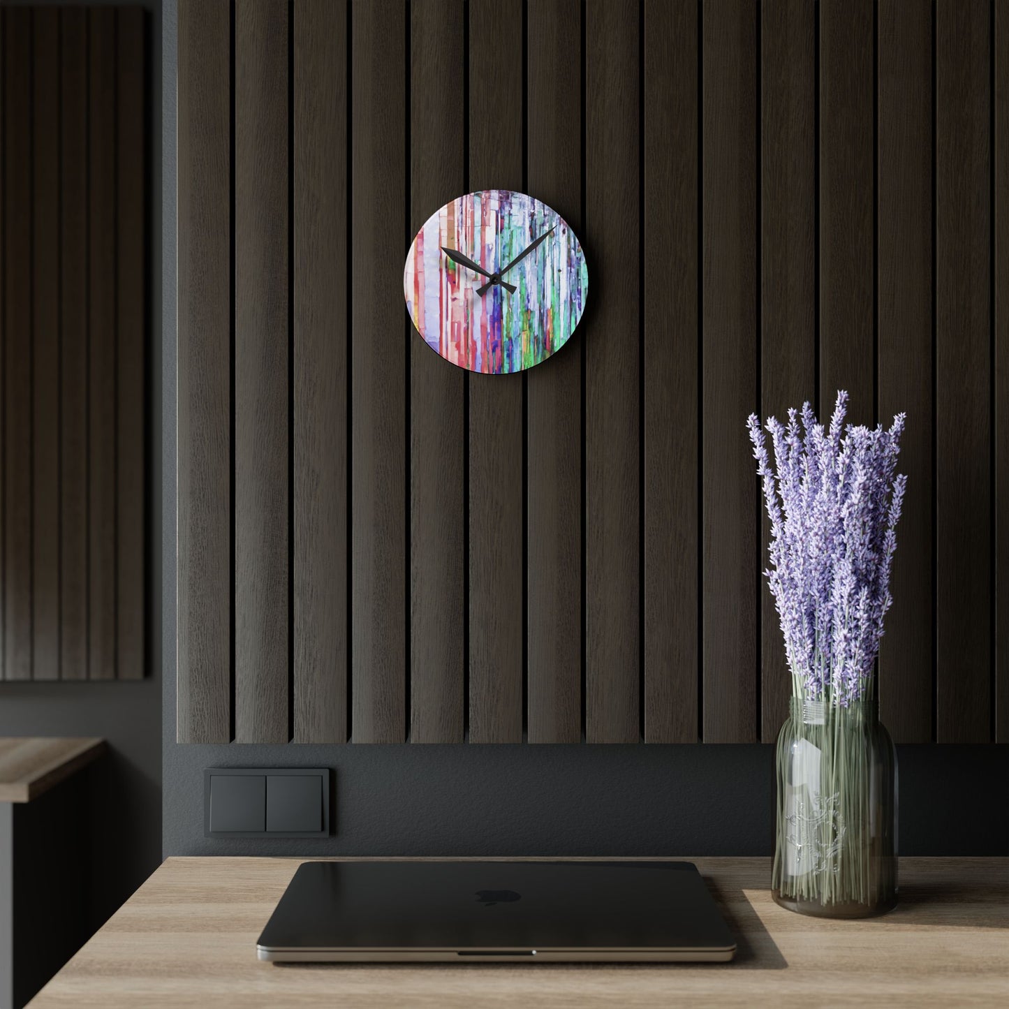 Striped Pastels Acrylic Round Wall Clock, 8" x 8"