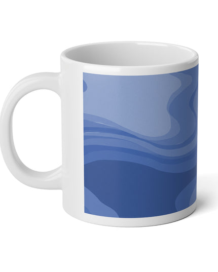 Deep Blue Wavey 20 oz White Glossy Jumbo Mug