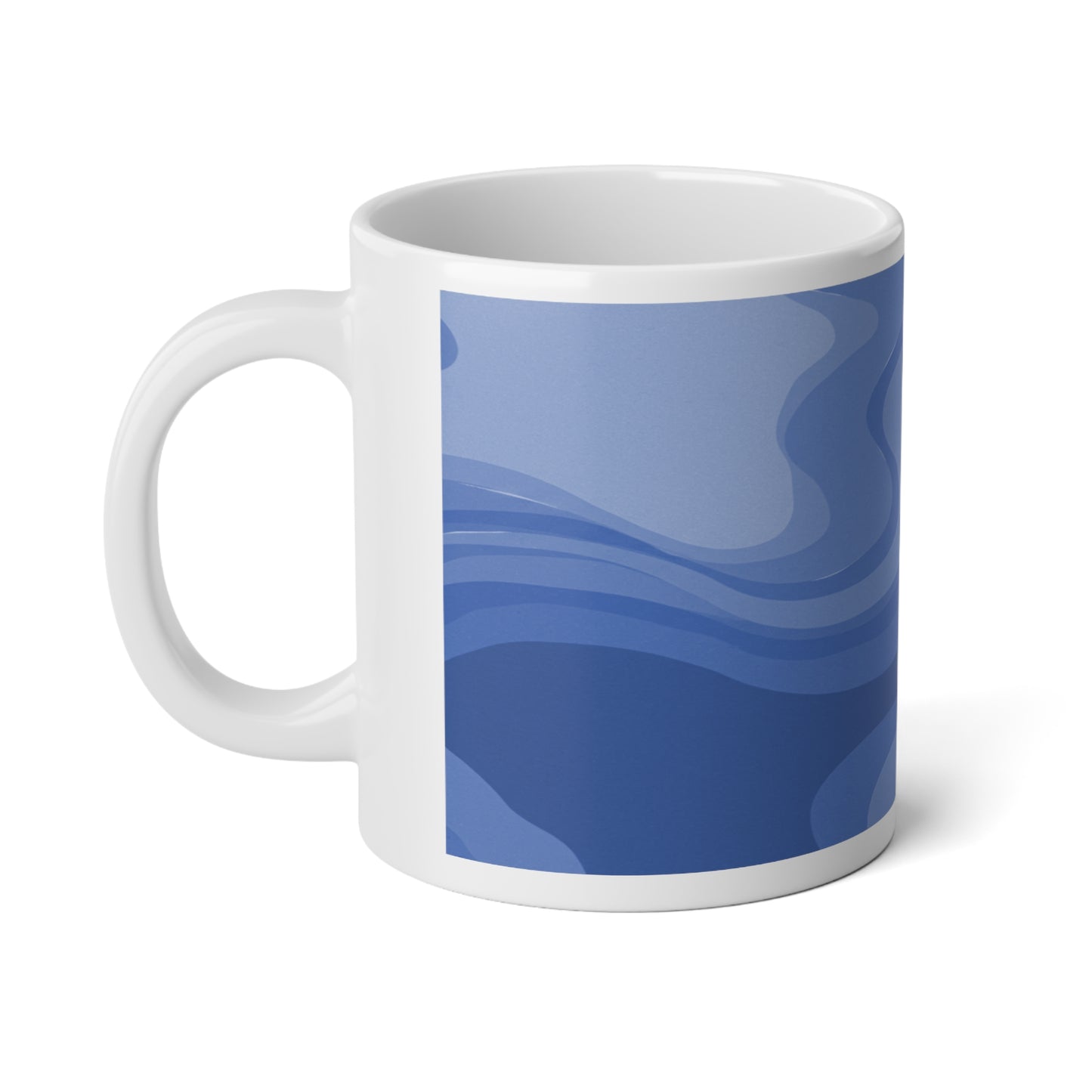 Deep Blue Wavey 20 oz White Glossy Jumbo Mug