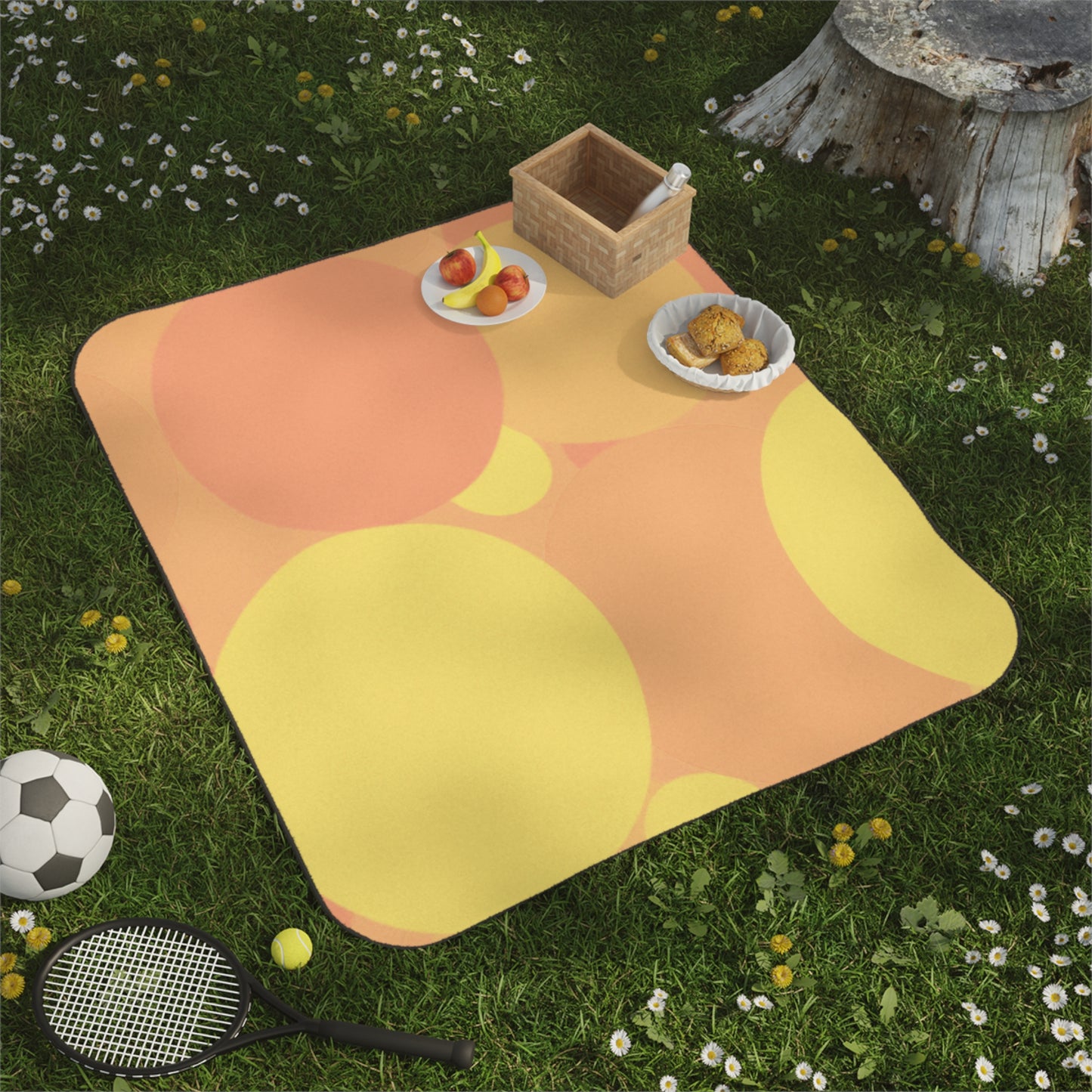 Pastel Bright Oranges Patches 61" × 51" Picnic Blanket