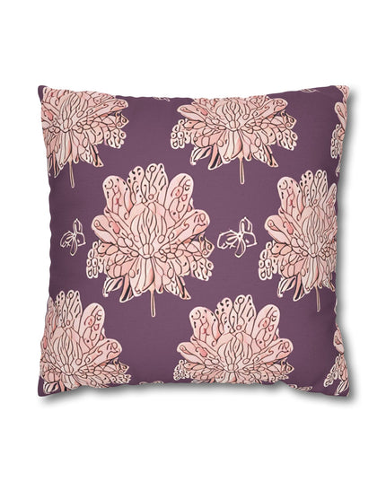 Pink Floral Butterflies Spun Polyester Square Pillowcase, 14" x 14"