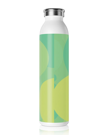 Pastel Green Patches Slim Water Bottle, 20 oz White