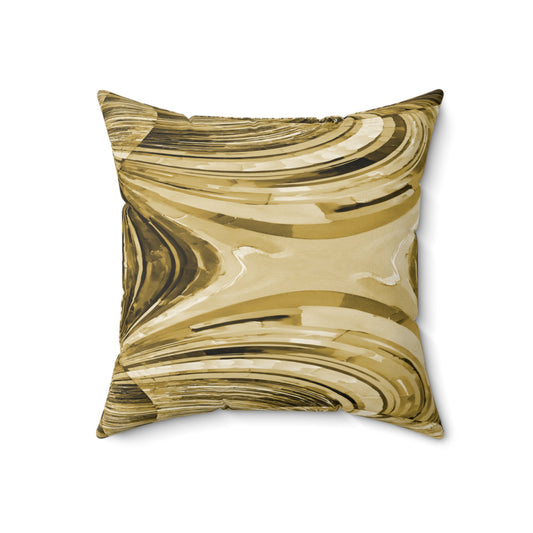 Uzi Spiral Light Brown Faux Suede Square Pillow, 18" x 18"