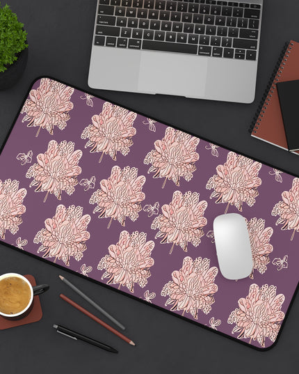 Pink Floral Butterflies 12" x 22" Desk Mat