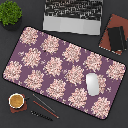 Pink Floral Butterflies 12" x 22" Desk Mat