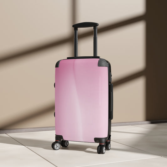 Pink Blush Fade Small Suitcase with built in lock, 4 double-wheels, telescopic handle, and ABS back hard-shell