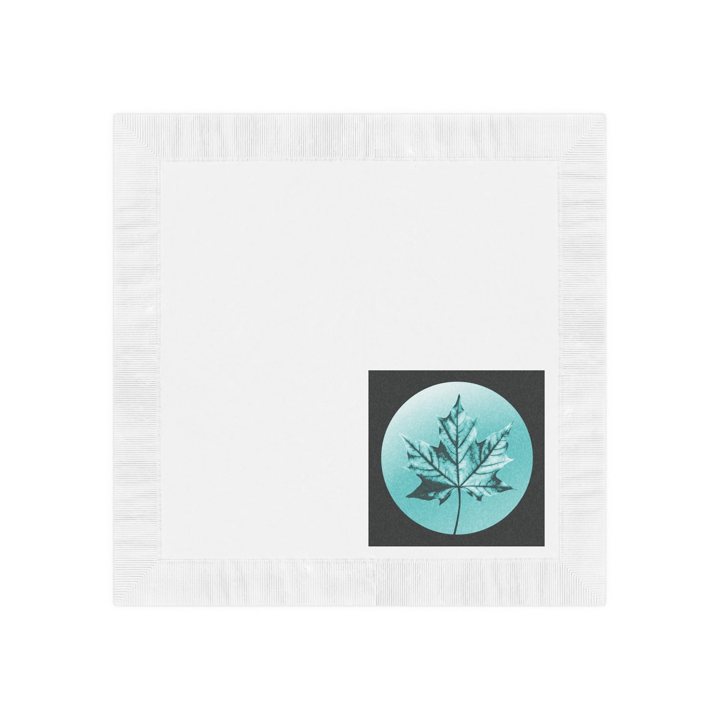 Tif Green Maple Leaf White Coined Napkins, 6.5" x 6.5"