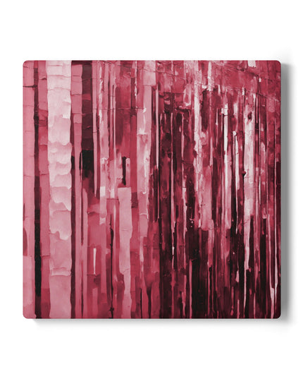 Striped Ruby 4" x 4" Square Ceramic Coaster