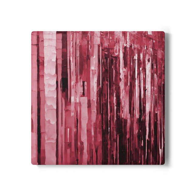 Striped Ruby 4" x 4" Square Ceramic Coaster