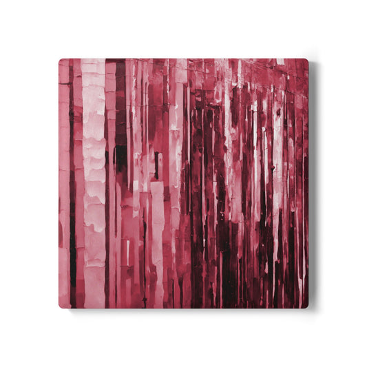 Striped Ruby 4" x 4" Square Ceramic Coaster