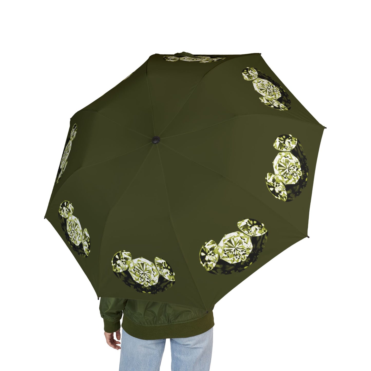 Stylish Lemongrass Tri-Diamonds Foldable Umbrella - Compact & Chic