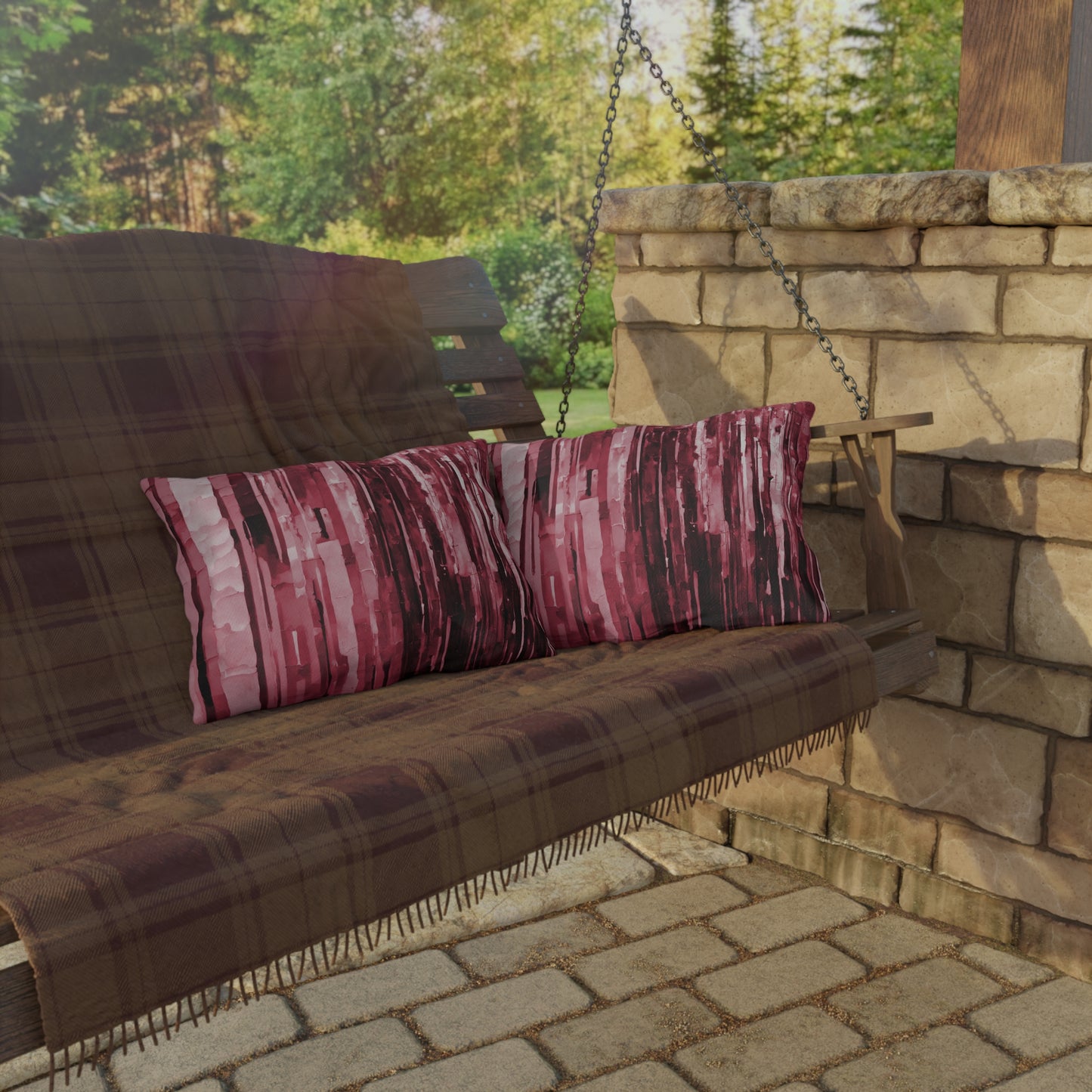 Striped Ruby 20" x 14" Outdoor Pillow