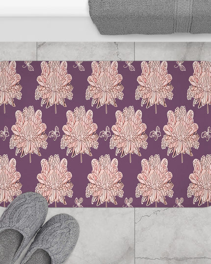 Pink Floral Butterflies 34" x 21" Bath Mat