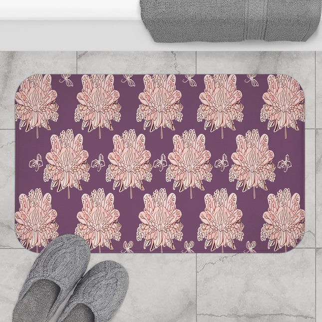 Pink Floral Butterflies 34" x 21" Bath Mat