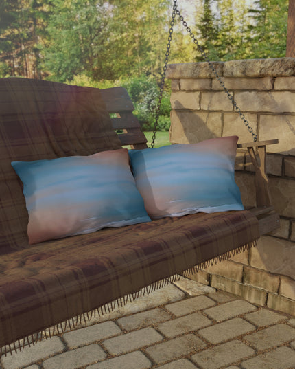 Blue Sea Peach Fog 20" x 14" Outdoor Pillow