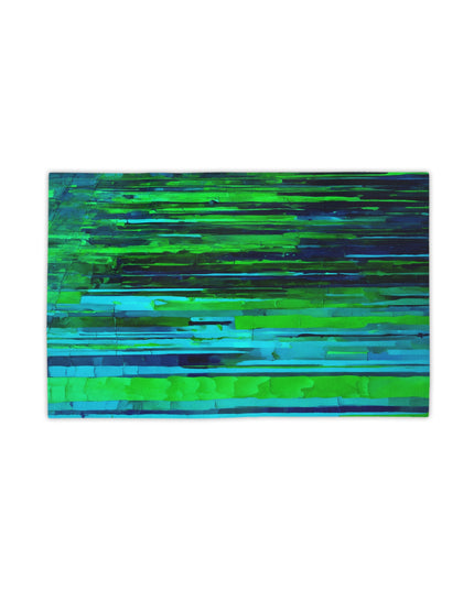 Striped Blue Green Beach Towel, 18" x 27"