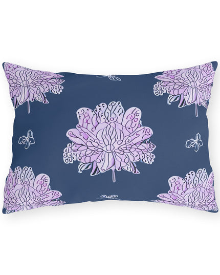 Purple White Floral Butterflies 20" x 14" Outdoor Pillow