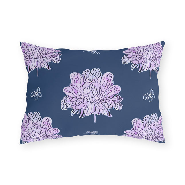 Purple White Floral Butterflies 20" x 14" Outdoor Pillow