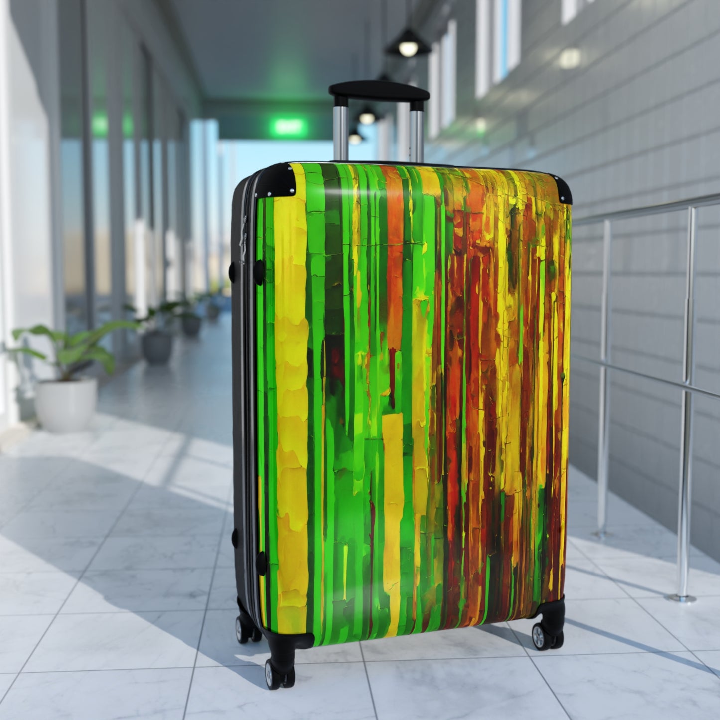 Striped Beta Large Suitcase with built in lock, 4 double-wheels, telescopic handle, and ABS back hard-shell