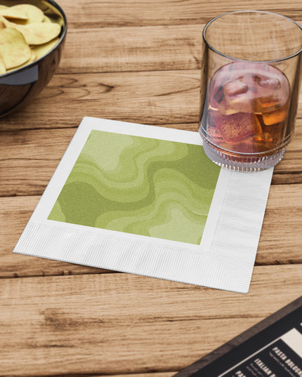 Lemon Wavey White Coined Napkins, 6.5" x 6.5"
