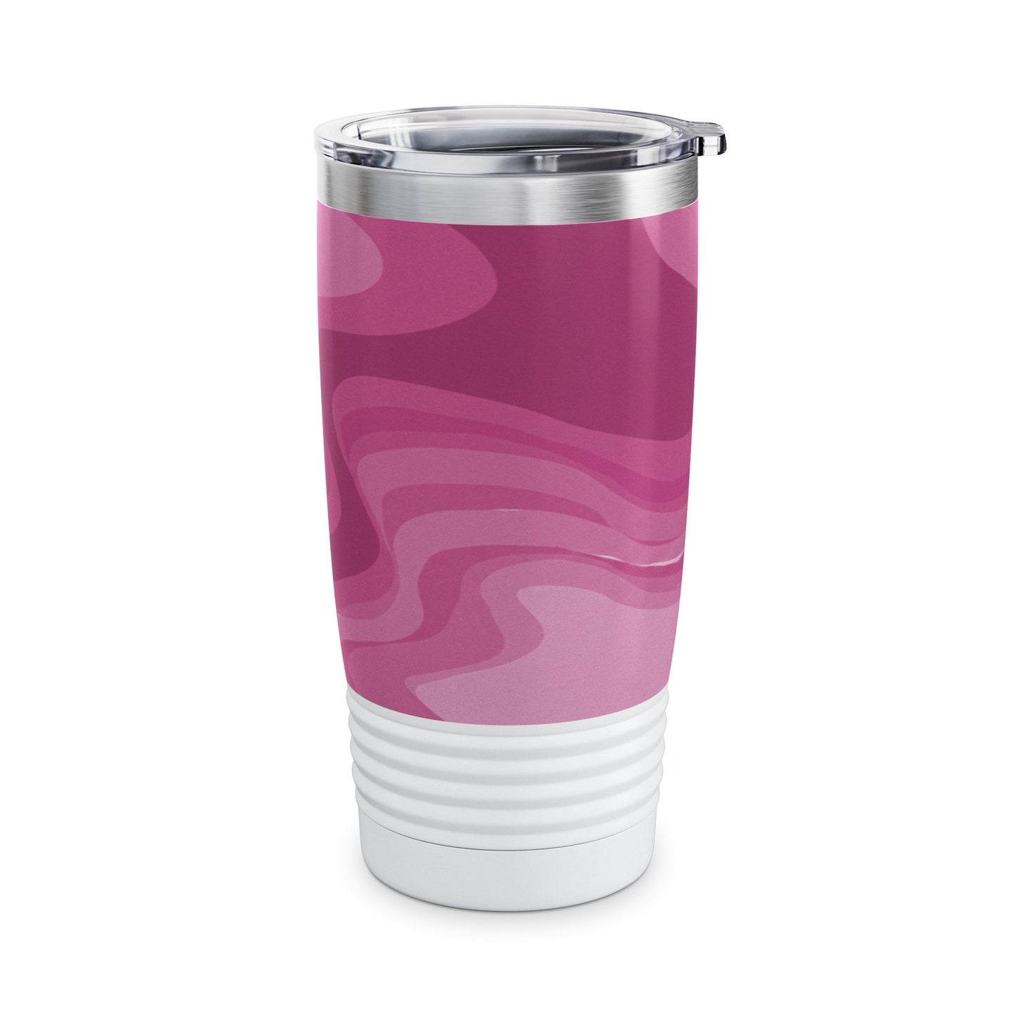 Pinky Mauve Wavey Ringneck Tumbler, 20oz in white, steel and black