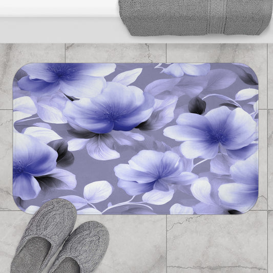 Indigo Blossom Floral Bunch 34" x 21" Bath Mat