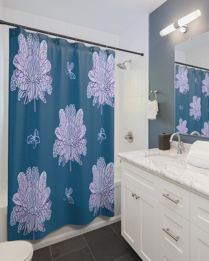 Lavender Floral Butterflies Shower Curtain, 71" x 74"