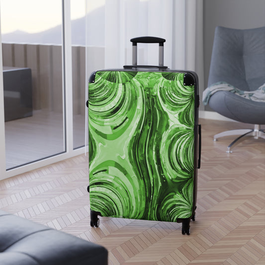Uzi Spiral Mint Pastel Large Suitcase with built in lock, 4 double-wheels, telescopic handle, and ABS back hard-shell