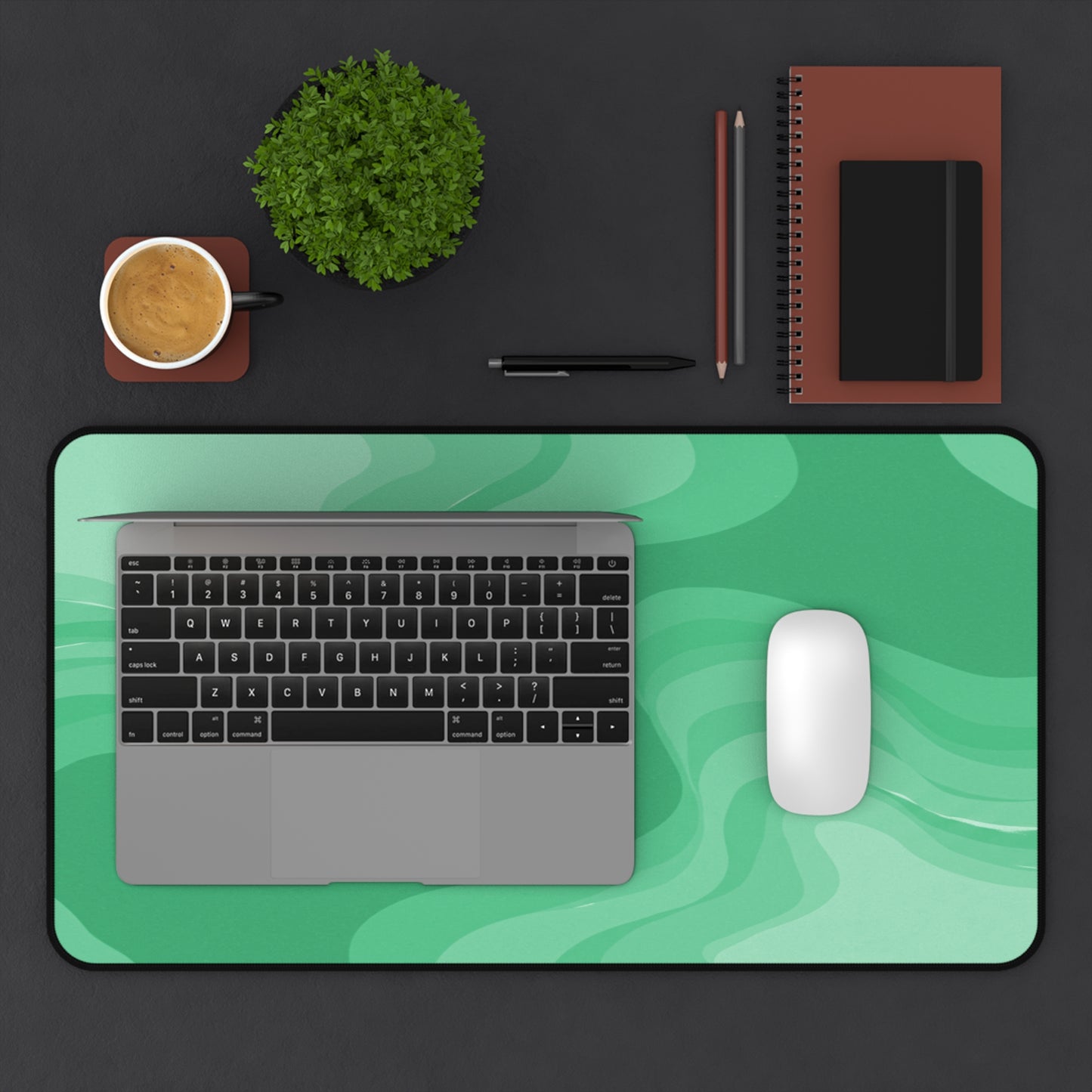 Mint Green Wavey 12" x 22" Desk Mat