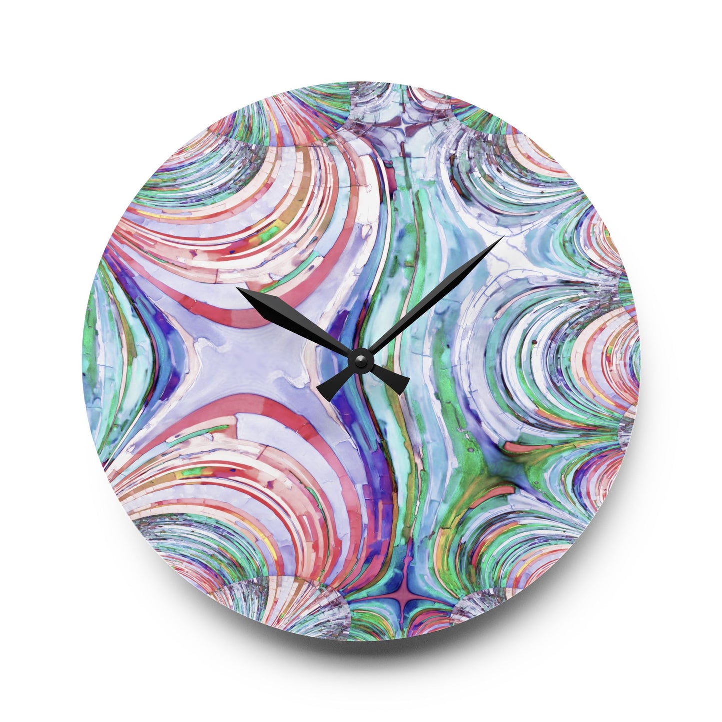 Uzi Spiral Pastels Acrylic Wall Clock, Round or Square, 10.75" x 10.75"