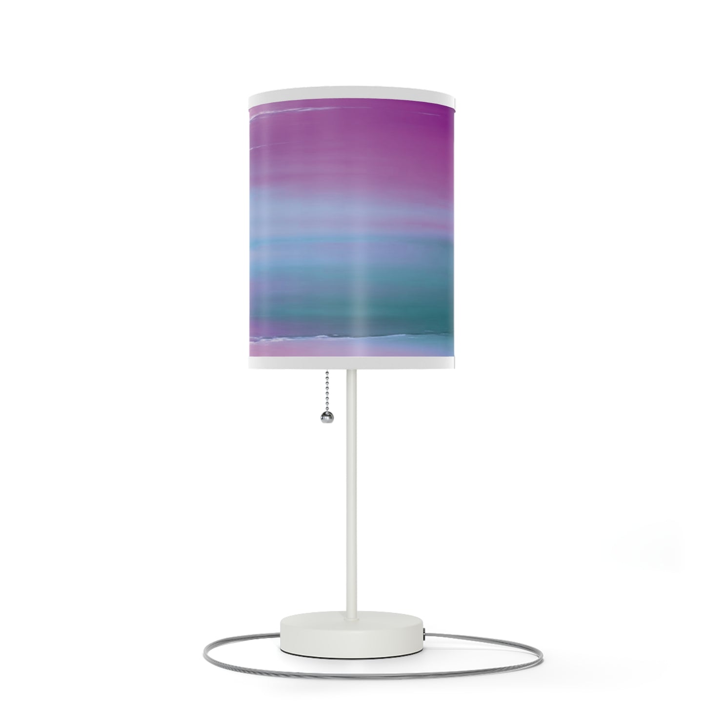 Dark Blue Green Sea Purple Fog Table Lamp on a White or Silver Stand, US|CA plug