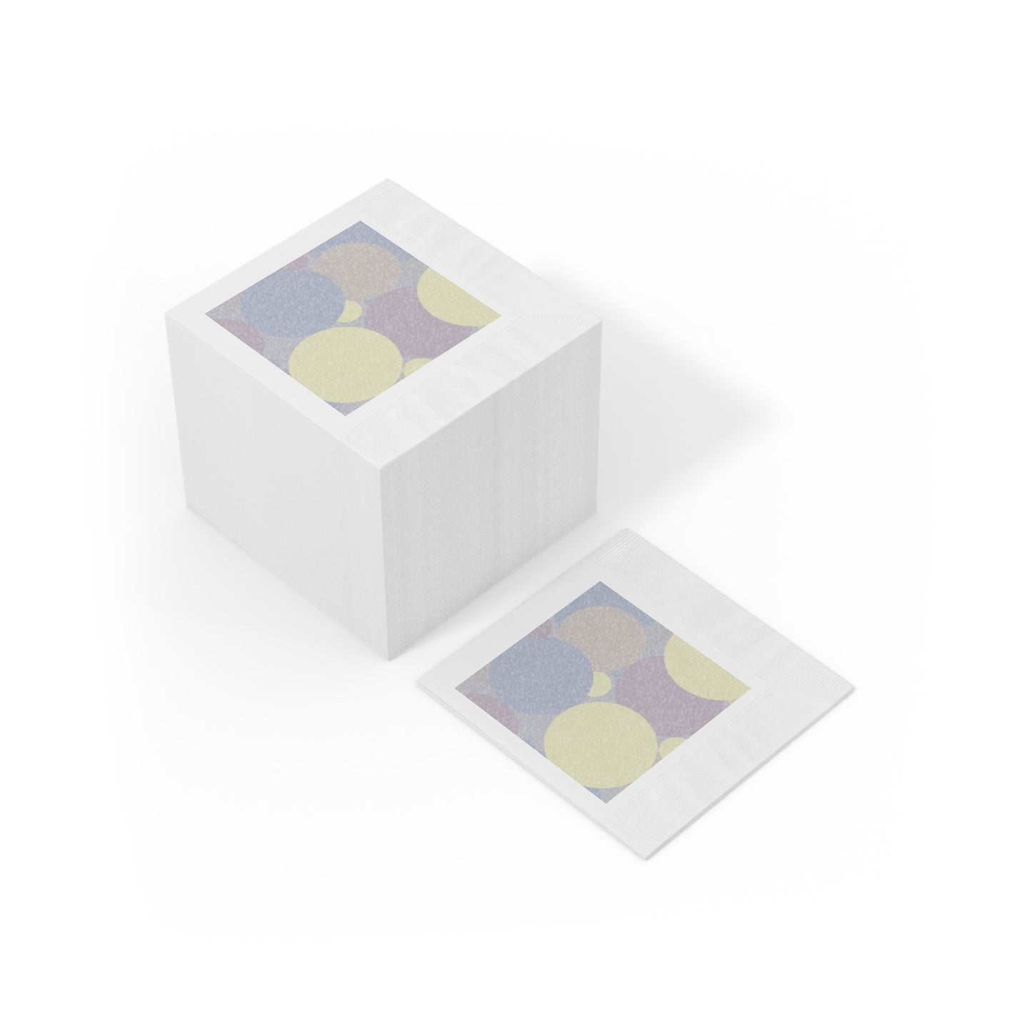 Pastel Soft Blue and Soft White Patches White Coined Napkins, 6.5" x 6.5"