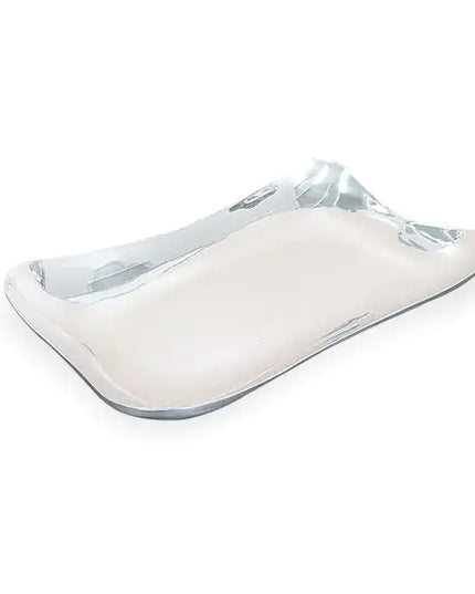 Elegant Silver Serving Tray with Curved Edges