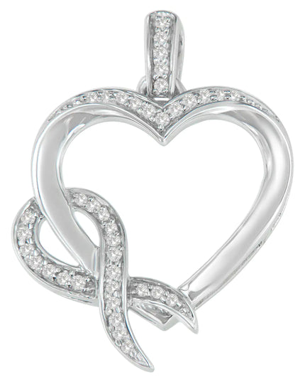 .925 Sterling Silver 1/6 cttw Diamond Heart Pendant Necklace (H-I, I1-I2)