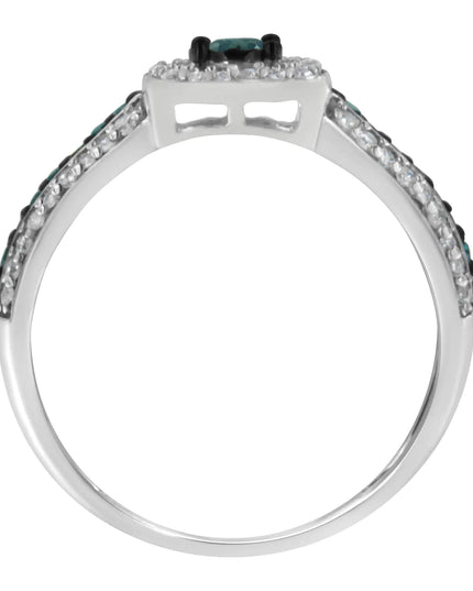 .925 Sterling Silver Treated Blue Miracle-Set Diamond Engagement Ring (1/2 Cttw, J-K Color, I1-I2 Clarity)