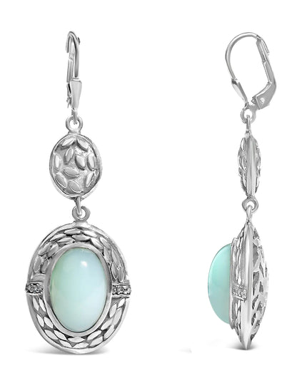 .925 Sterling Silver Chalcedony Diamond Accent Drop and Dangle Earring (K-L Color, I1-I2 Clarity)