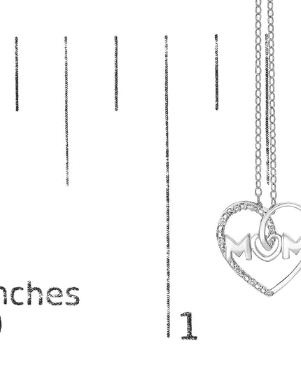 .925 Sterling Silver Diamond Accent MOM Heart Pendant Necklace (J-K Color, I2-I3 Clarity) - 18" Inches