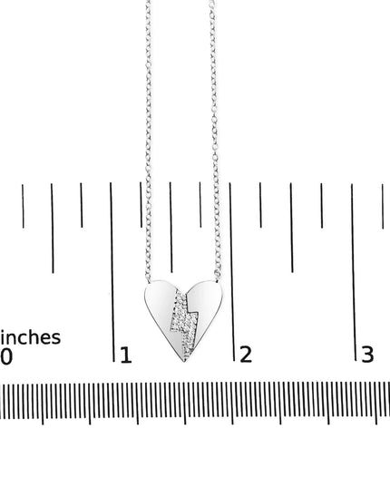 .925 Sterling Silver Diamond Broken Heart Pendant Necklace (H-I Color, I1-I2 Clarity) - 18" Inches