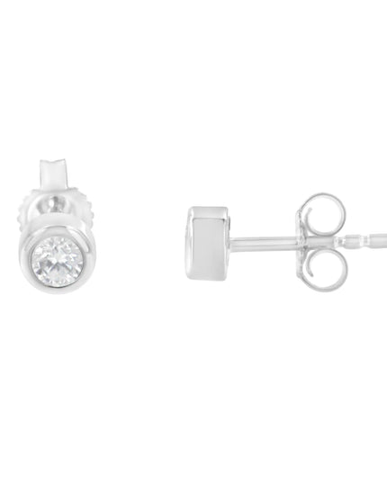 10K Gold 1/5 Cttw Round Brilliant-Cut Near Colorless Diamond Bezel-Set Stud Earrings (H-I Color, I1-I2 Clarity)