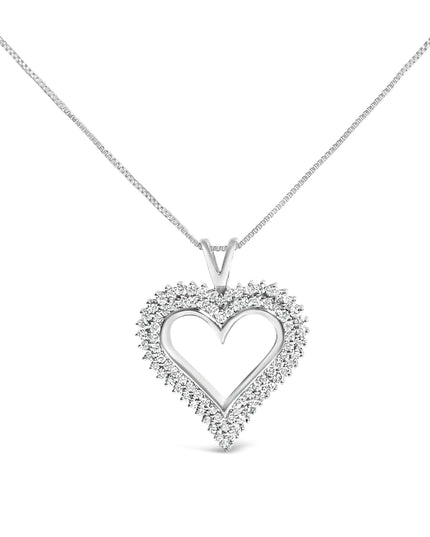 .925 Sterling Silver Diamond Heart 18" Pendant Necklace (I-J Color, I2-I3 Clarity)