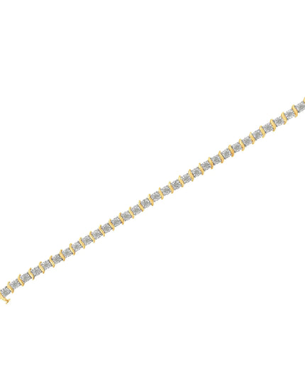 .925 Sterling Silver 1.0 Cttw Diamond S-Curve Link Miracle-Set Tennis Bracelet (I-J Color, I3 Clarity)